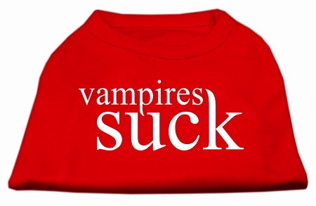 Vampires Suck Screen Print Shirt Red XS